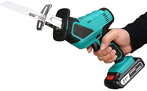 Cordless Reciprocating Saw - One-Handed Reciprocating Saw Battery Powered, 2pcs 21V 2.0Ah Battery Cordless Saw Ultra-Light Electric Saw for Wood/Metal/PVC Pipe Cutting, Tree Pruning