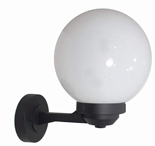 Licht-Erlebnisse Elegante Wandlampe außen Schwarz Weiß Kugelschirm IP43 E27 MELANTHA Außenleuchte Garten Haus Hof