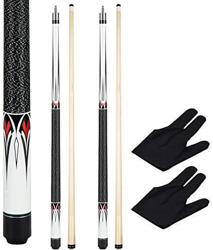 Teekerwan Pool Cue Stick - 58 inch Maple Billiard Pool Stick, 20 oz 1/2 Maple Pool Cue Stick Kit, 2-Piece Billiard Pool Cue Stick (Set of 2)