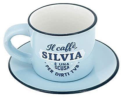 CLEARCO Tazzina da caffè in gres porcellanato personalizzata con piattino - Silvia