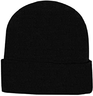 Children's Kids Girls Boys Thermal Lined Plain Black Hat Stretchy Beanie Hat 5 to 10 Yeas Approx Size for Winter Autumn