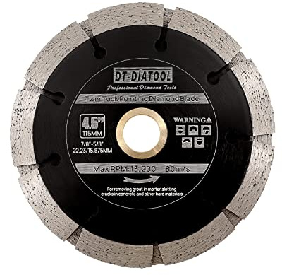 DT-DIATOOL Sandwich Tuck Point Blade - 4-1/2 Inch Mortar Raking Crack Chaser Dual Diamond Blade 7/8-5/8 Arbor for Mortar Removal,Grout Concrete Asphalt Surfaces Repair,Masonry Brick Stone Cutting
