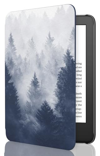 MoKo Hülle für 6 Amazon Kindle 11. Generation 2024/2022, Grauer Wald | Leichte Schutzhülle, Auto Schlaf/Wach, Smart Cover für Kindle 2024/2022 11. Generation e-Reader