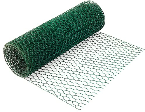 KEILEOHO 6m x 40cm Green Chicken Wire Mesh Roll, 0.4m Green Wire Mesh Fencing, Chicken Wire Netting for DIY Craft Projects Gardening Decor
