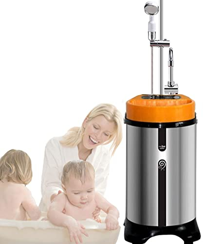 Instantaneous Electric Water Heater Instant Heat Shower with Shower Head and Faucet 220V Portable Smart Mobile Bathing Machine with Wheels 70L, 2000W (4 Colors) (Color : D)