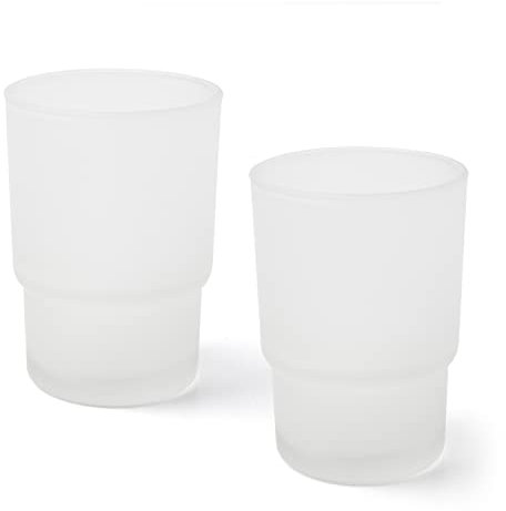 Joeji's 2 Pack Set Replacement Frosted Glass Tumbler Cup - Hygienic Toothbrush Holder Organiser - Stylish Practical Design - Standard Size…
