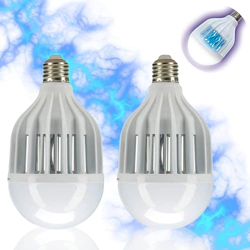 Pest Reject Lampara Bombilla antimosquitos (E27) Light Zapper (2 Unidades), 2 en 1, Luz Led y Atrapa Insectos, Bombilla Anti Mosquito, Práctica y efectiva