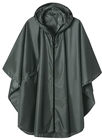 Rain Poncho Adult Waterproof Outdoor Hooded, Poncho Waterproof for Women with Zipper, Festival Ponchos Waterproof Long, Waterproof Capes Plus Size