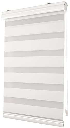 Deco4Me Premium Klemmfix Doppelrollo mit Kassette (Weiß, 80 x 150 cm) - lichtdurchlässig & Blickdicht - Duo Vario Rollo für Fenster ohne Bohren (Stoffbreite 76 cm)