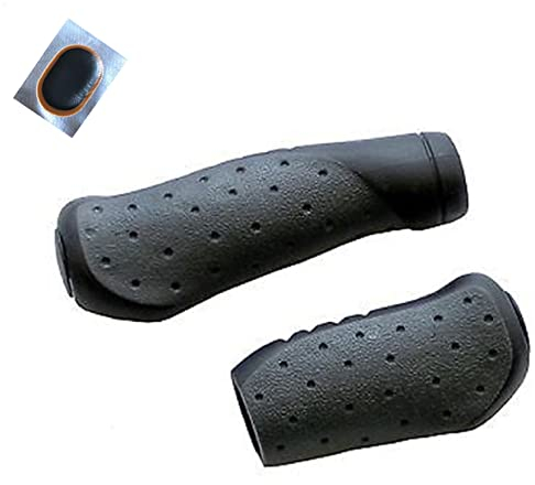 Velo Fahrradgriffe Fahrrad Lenkergriffe ergonomisch Griffe Schwarz Lang/Kurz inkl. Schlauchflicken