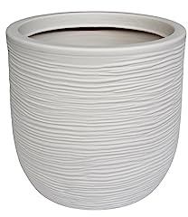 VASAR ITALIAN GARDEN DESIGN Vaso da fiori shabby bianco perla, diametro 35 cm, per giardino, balcone, esterno, per tutte le piante, in plastica riciclata, moderno vaso per piante da appartamento