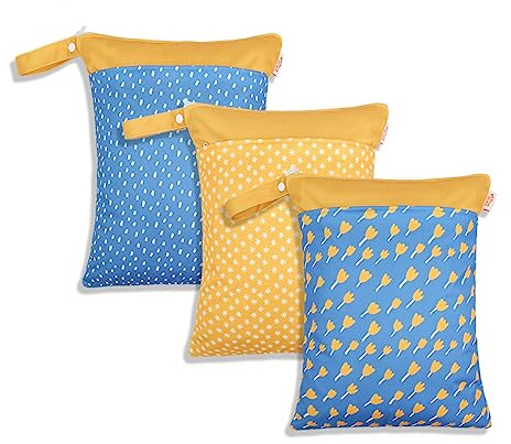 Daysskk 3 stück Windeltasche Wetbag Kindergarten Mädchen Nassbeutel Wasserdicht mit Reißverschluss Wäschebeutel für Kita Schwimmen Reisen 30 * 40 cm