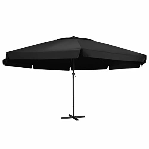 Festnight Sonnenschirm 6m Durchmesser Sonnenschirm Alu Gartenschirm Schirm mit Aluminium-Mast Schwarz Große Kreuzstandfuß Marktschirm Sonnenschirm Groß