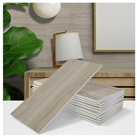 Uziqueif Adesivi per Piastrelle Adesive per Bagno e Paraschizzi Cucina - 20cmx10cm Decorazione murale in PVC＆PE, Impermeabile, Autoadesivi, per Bagno Cucina Parete Fai da Te,Beige 46,64pcs