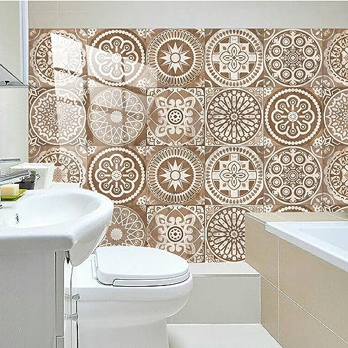 Fliesenaufkleber Bad 30X30 CM Braun 3D Selbstklebende Deko Wandaufkleber Fliesensticker für Küche und Badzimmer Vinyl Selbstklebend Wasserdichtküchenrückwand（10 Stück）