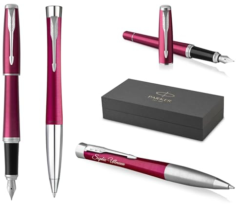 PARKER Urban Kugelschreiber und Füllfederhalter Twist mit Gravur | Premium Stift | Geschenkbox | personalisiertes Geschenk | Namen | graviert | Geburtstag (Vibrant Magenta C.C.)