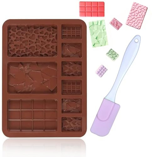 MEETTIKEY Pralinenform Silikon, Mini Schokoriegelform + 1 Schaber, leicht zu lösende Schokoladenform Silikon für selbstgemachte Pralinen, Pralinen, Süßigkeiten, Waffeln, Kuchendekoration