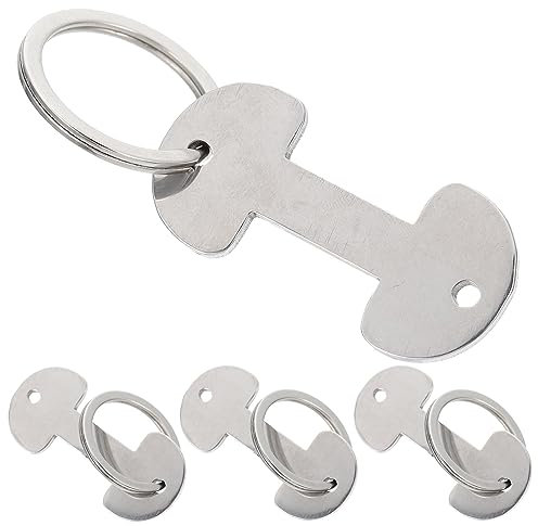 SEWACC 4pcs Metal Trolley Tokens Shopping Token Keyring Trolley Remover Pendant Portable Openers for Daily Use