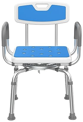 Badstuhl für ältere Menschen, Anti-Fall-Badhocker aus Aluminiumlegierung, um 360 Grad drehbarer, höhenverstellbarer Duschstuhl, verstellbar (Blue)