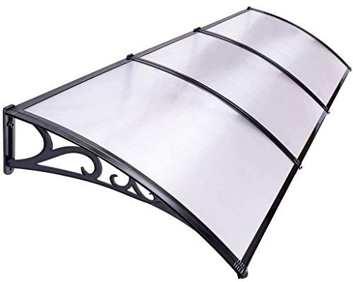 Türüberdachung, Türüberdachung, Markise, Fenster, Regenschutz, Abdeckung für Haustür, Veranda, Schwarz – Aluminium/Polycarbonat-Material (Größe: 60 x 180 cm)