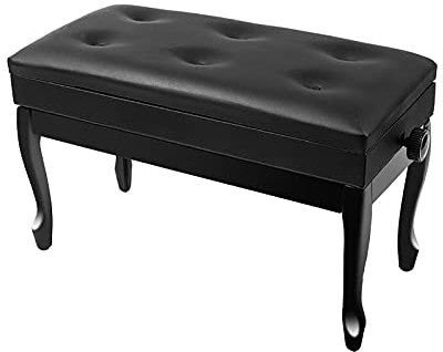 RWRAPS Klavierhocker, hydraulisch anhebbare Klavierbank aus Holz, weiches Leder, luxuriös und praktisch, für alle Menschen geeignet, 76 x 39 x 48–58 cm (schwarz)