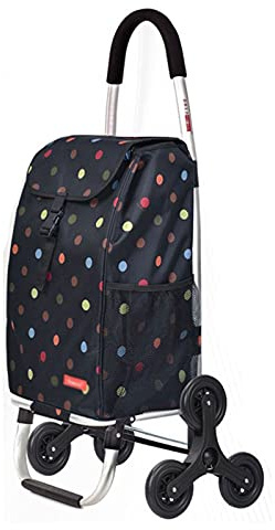 DAQERHSH Shopping Cart Portable Shopping Cart Folding Stair Climbing Utility Hand Truck 6-Wheels with Stainless Aluminum Frame Removable Waterproof Bag Folding Hand Truck (Color : B)