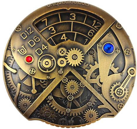 Roulette Dice från Unique Dice 7-i-1 snurrskiva tärning DND spinnare metall D20 rollspel Dungeons and Dragons (Blod Sliver)