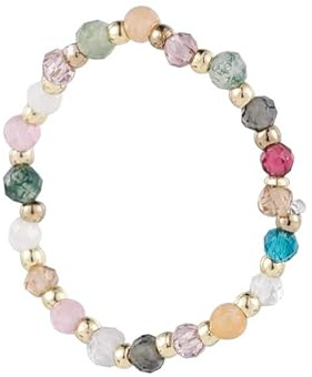 Boho Kristallperlen Stretch Ring Perlen Stapelring Edelstein Perlen Elastischer Fingerring Regenbogen Perlen elastischer Ring Handgefertigter Stapelring Schmuck für Frauen und Mädchen Geschenke