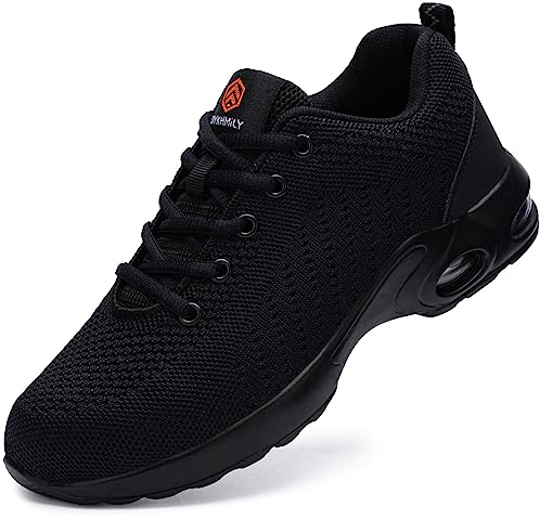 DYKHMILY Basket de Securite Femme Chaussures de Securite Femmes Légère Confort Chaussure de sécurité Femme Respirant Chaussures de Travail Protection Embout Acier Acier (Noir,39EU)