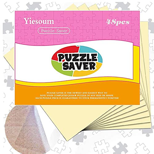 ZELAITE 48 Pezzi Colla per Puzzle, Fogli di Adesivi Jigsaw Puzzle, Adesivi per Puzzle Saver, Fogli adesivi per Puzzle Accessorio (48)