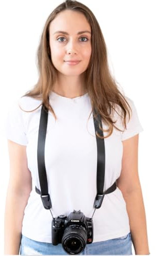 Camstrap - Sangle-harnais mains libres pour appareil photo et jumelles de fabrication française adaptation universelle (Noir)