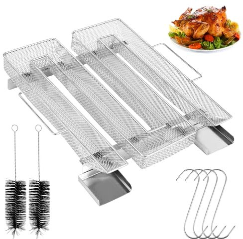Affumicatore Barbecue Portatile,Generatore Fumo Freddo con Manico,Con 2 Spazzola, 4 Ganci,per griglie, affumicatori e forni per affumicatura, riutilizzabili（Piazza）