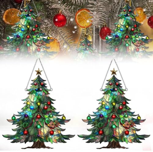Christmas Tree Sun Catcher Acrylic Christmas Tree Suncatcher Ornament Holiday Window Light Catcher Colorful Christmas Sun Catcher Xmas Gift Christmas Decoration