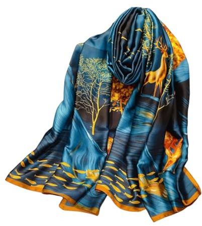 Seidenschal Damen Lange Schal, Tücher Modischer Schal Stola Seide Halstuch Tuch, für Frühling Sommer Ganzjährig, Seidentuch Halstuch Stola Großes Tuch Damen Elegant, 180 x 90 cm