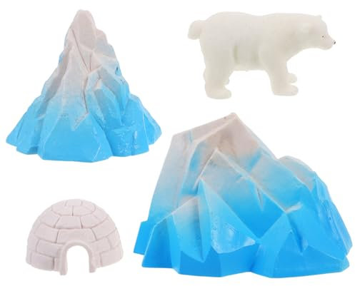 BRIGHTFUFU 4stücke Mini-eishaus Modellset Teiliges Mit Realistischen Polarfiguren Einzigartigem Igloo-Design Für Kreative Landschaftsgestaltung Und Dekoration Im Puppenhaus Für Junge