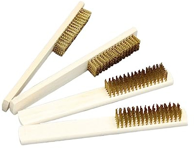 GLEAVI 4pcs Copper Wire Brushes Wooden Handles Rust Removal Steel Wire Brush Set Portable Household Kitchen Cleaning Tools