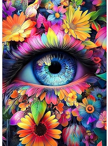 MAXBYE 5D Diamond Painting Kits, Diamond Art Kits Flowers Eyes Round Full Drill Gem Cross Stitch for Adults Beginner, DIY Crystal Art Craft Home Wall Decor Birthday Holidays Gifts 30x40cm