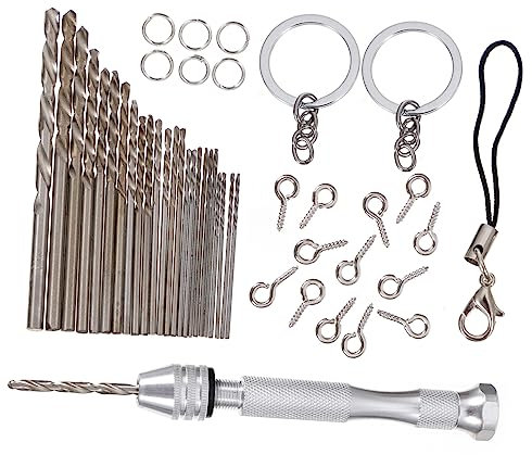Gadpiparty 1 Satz Handspiralbohrer Bastel Bits Herstellung Von Mini Bohrern DIY Handbohrer Manuelle Arbeitsbohrer Drehbohrer Werkzeug Schlüsselanhänger Zubehör