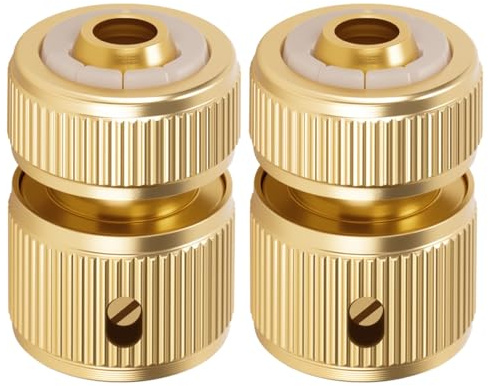 2 Stück Messing Schnellverbinder für 1/2 Zoll Schlauchkupplung Schlauchverbinder für Rohr Verbinden Gartengeräte Schlauchanfang Schläuche 1/2 Gartenschlauch Verbinder für Küche Außenrohr Autowäsche