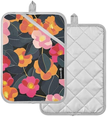 Grandi presine stile moda camelia fiore presina con tasca pad forno confezione da 2