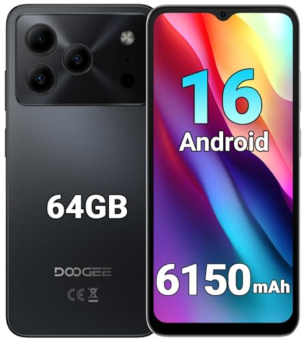 DOOGEE Note56 Smartphone Ohne Vertrag, NEU Android 16, 6150mAh Akku, 6.56 HD+ 90Hz Display, 24GB+64GB/2TB Erweiterbar, Octa Core 4G Dual SIM Handy, Face ID/GPS/OTG, Günstiges Simlockfreies Handy