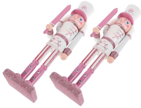 EXHUMKY 2 Piezas Adornos de Cascanueces de Madera Figuras de Soldado Decorativas para Navidad Muñecos de Madera Resistentes para Decoración Festiva Mesa y Colgante Regalo para Fiestas