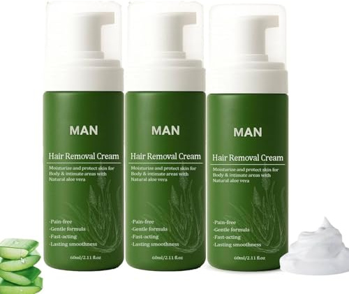 Man Haarentfernungscreme,Man Hair Removal Cream with Natural Aloe Vera,Enthaarungscreme,Schnell und Sanft,Hair removal Creme for Face,Body und Intimate Areas,Für Alle Hauttypen (3)