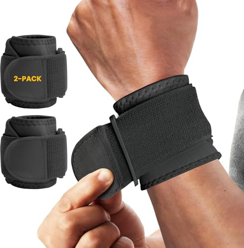 CEYOME Wrist Supports 2PCS – Adjustable Compression Wrist Straps, Comfortable Wrist Brace for Pain Relief, Tendonitis, Arthritis, Carpal Tunnel, Sports Injuries, Fitness, Healing Support (Black)