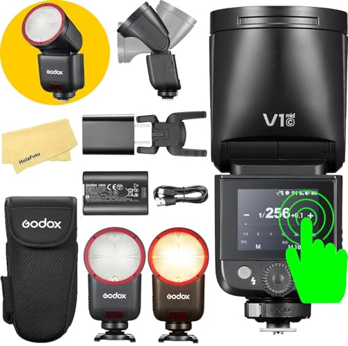 GODOX V1 Mid C Godox Flash for Canon Flash Speedlite,55Ws 2.4G TTL Camera Flash for Canon,Touchscreen Control,7.2V/2200mAh Lithium Battery,1.7s Recycle Time,650 Full Power Flashes,LED Modeling Lamp
