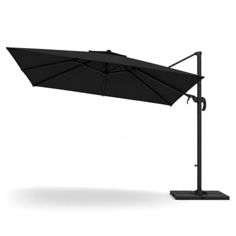 Ombrellone 3x4 M Giardino Braccio Retrattile Per Esterni Piscina Gazebo Terrazze Bar Hotel In Acciaio Inossidabile Braccio Rotabile 360° Telo 180 g/m2 Impermeabile Resistente Ai Raggi UV Nero
