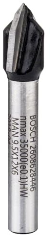 Bosch 1x PRO V-Nutfräser, W 90°, D 9,5, S 6 | für Weichholz, Hartholz, Ø 9,5 mm, Professional Zubehör Oberfräsen, Kantenfräse