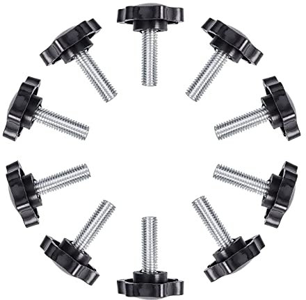 INCREWAY Vis à oreilles, Lot de 10 vis moletées filetées à tête étoile en plastique durable, boutons de poignée en fer, vis de serrage pour loquet de machines, M6x25mm