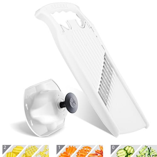 Börner Onda-Gofre PowerLine Cortador de Verduras Ondulado + Protector de Dedos (Set de 2 Piezas) • Corte Ondulado/Gofre • Para Patatas Rejilla y Patatas Fritas • Color: Blanco