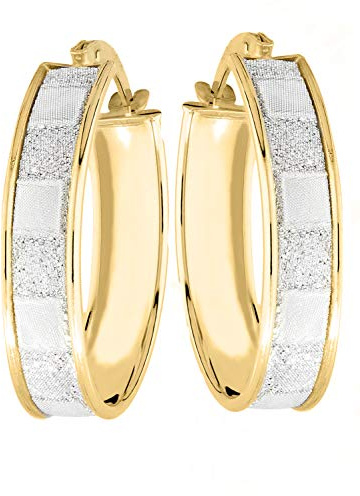 My Gold Damen Creolen Ohrringe Gold Echtes Gelbgold 375 (9 Karat) Oval 22mm x 5mm Goldohrringe Damenohrringe Katja